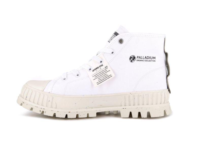 Palladium Mid Pallashock Mid Organic Sneakers Herre Hvide | DK-737156