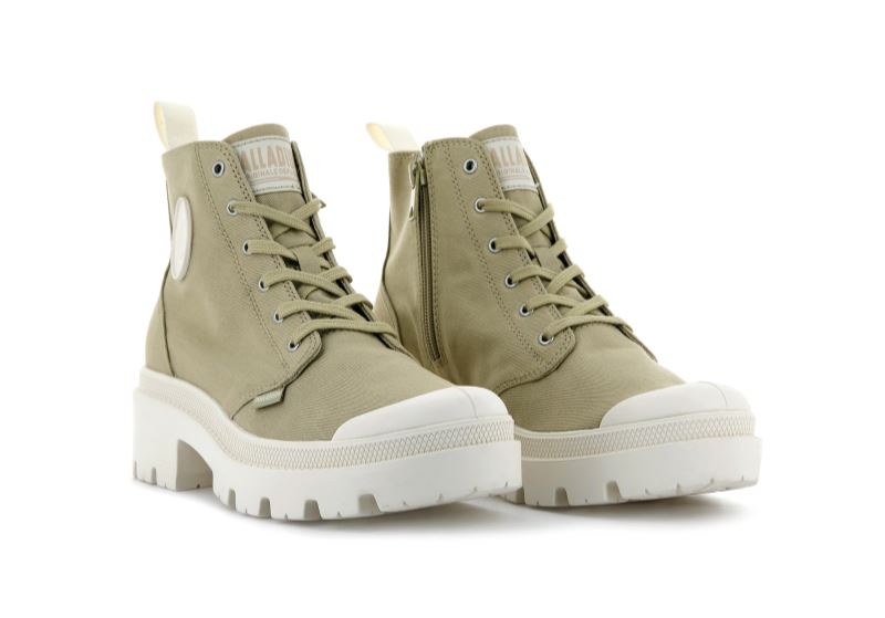 Palladium Pallabase Twill Platform Støvler Dame Grå Brune | DK-589799