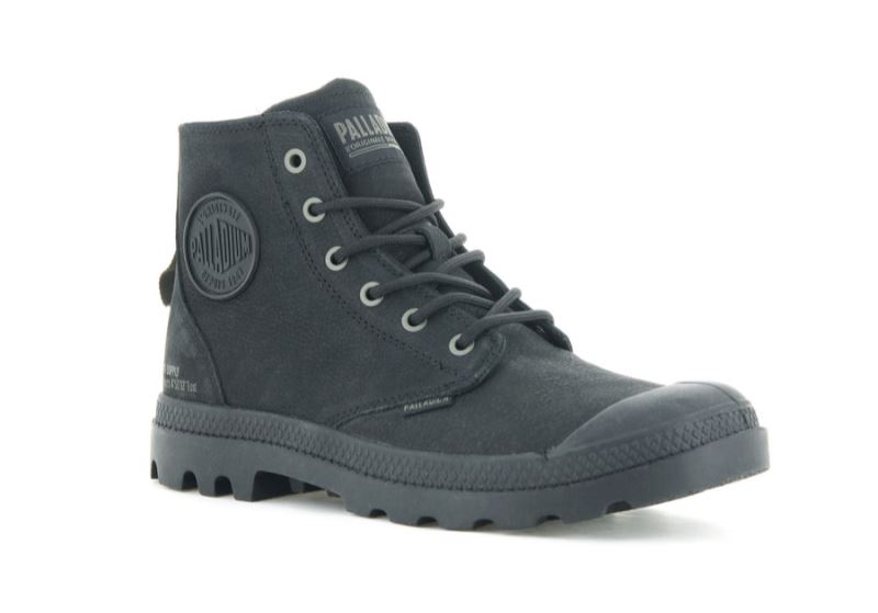 Palladium Pampa Hi Supply Læder Læderstøvler Dame Sort Sort | DK-964863