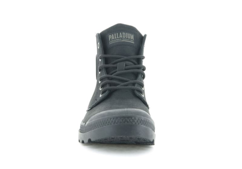 Palladium Pampa Hi Supply Læder Læderstøvler Dame Sort Sort | DK-964863