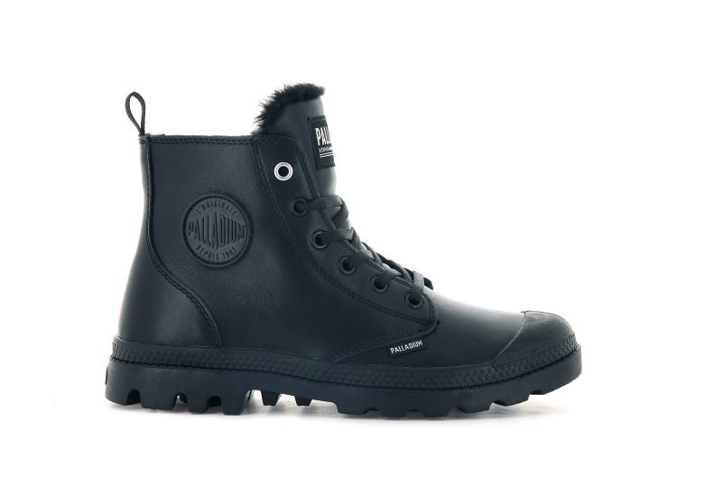 Palladium Pampa Hi Zip Læder S Støvler Dame Sort Sort | DK-822084