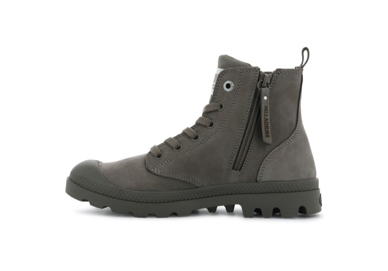 Palladium Pampa Hi Zip Nubuck Støvler Dame Grå Brune | DK-424410