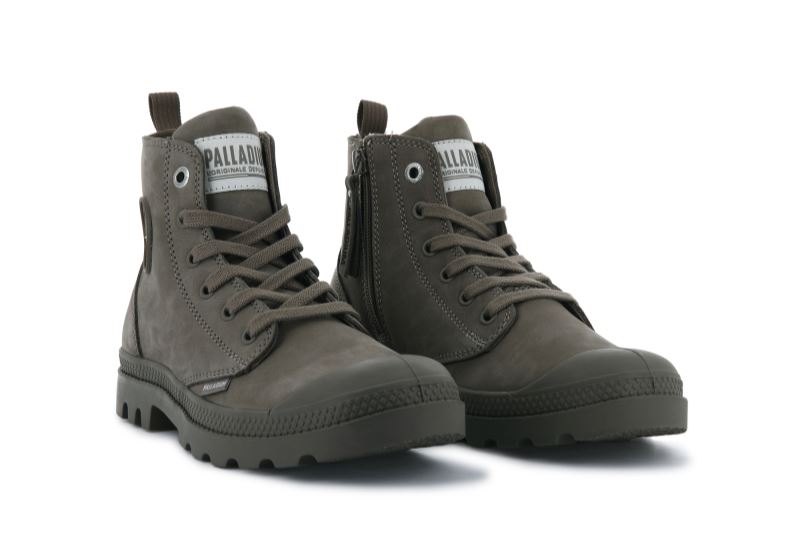 Palladium Pampa Hi Zip Nubuck Støvler Dame Grå Brune | DK-424410