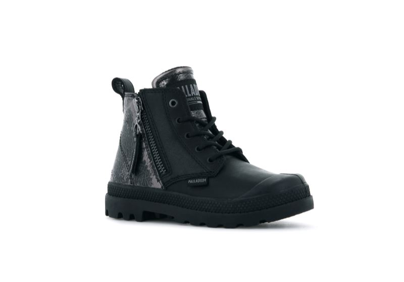 Palladium Pampa Hi Zip Rock Støvler Børn Sort | DK-915626