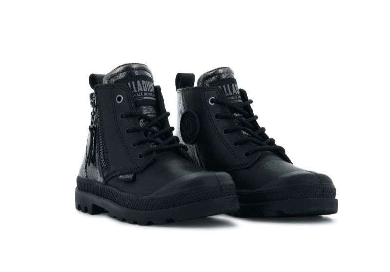 Palladium Pampa Hi Zip Rock Støvler Børn Sort | DK-915626