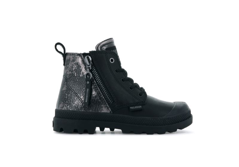 Palladium Pampa Hi Zip Rock Støvler Børn Sort | DK-915626