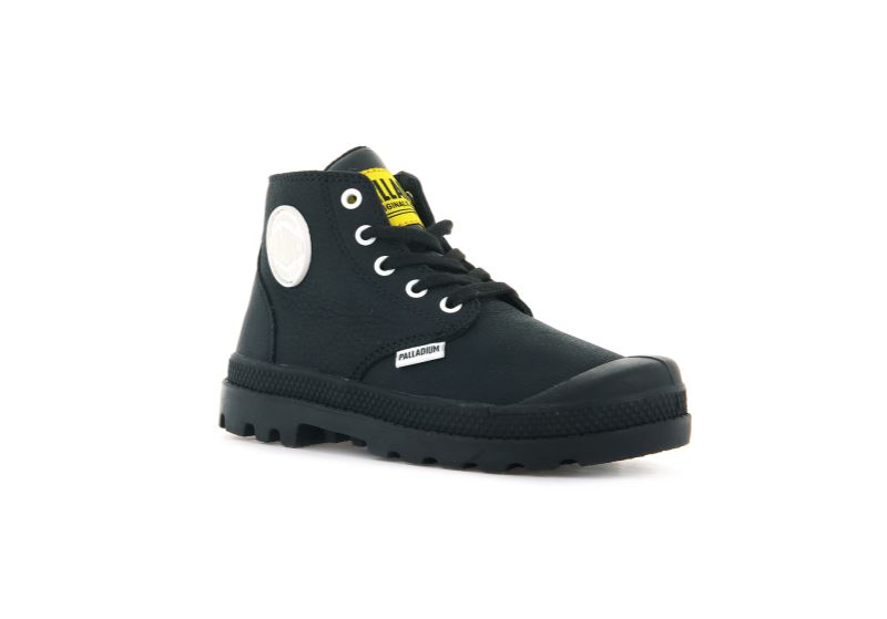 Palladium Pampa Mid Lth Zip Støvler Børn Sort Sort | DK-105619