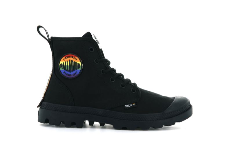 Palladium Pampa Smiley Pride Støvler Dame Sort Sort | DK-437996