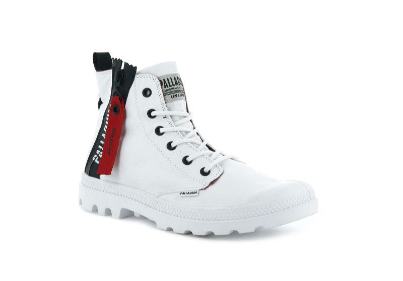 Palladium Pampa Unzipped Støvler Dame Hvide | DK-275977