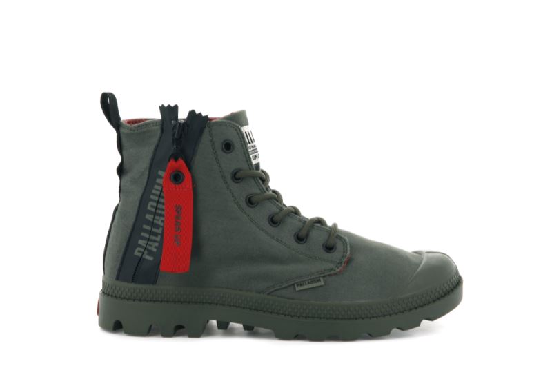 Palladium Pampa Unzipped Støvler Herre Mørkeolivengrøn | DK-620882