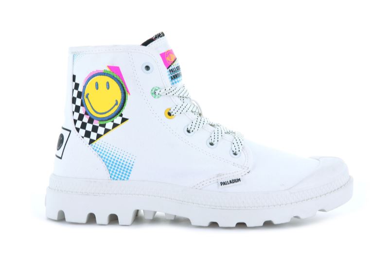 Palladium Pampa X Smiley 1990 Støvler Dame Hvide | DK-835488