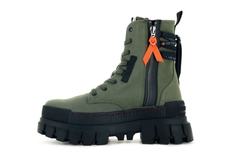 Palladium Revolt Boot Tx Platform Støvler Dame Mørkeolivengrøn | DK-793545