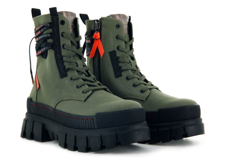 Palladium Revolt Boot Tx Platform Støvler Dame Mørkeolivengrøn | DK-793545