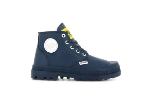 Palladium Pampa Mid Lth Zip Støvler Børn Indigo | DK-771289