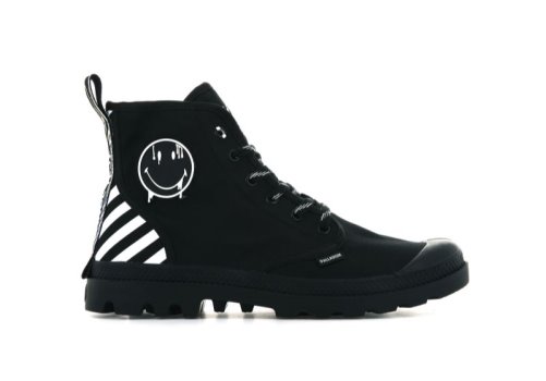 Palladium Pampa Smiley Dt Støvler Herre Sort Hvide | DK-501010