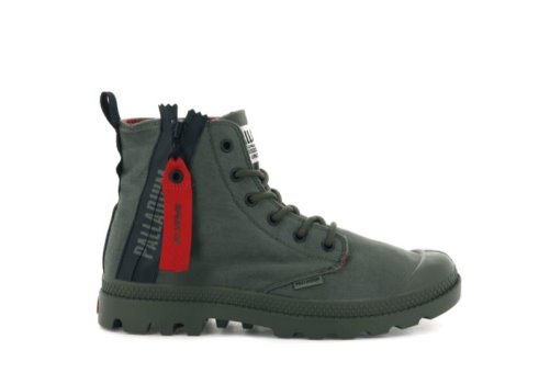 Palladium Pampa Unzipped Støvler Dame Mørkeolivengrøn | DK-056551